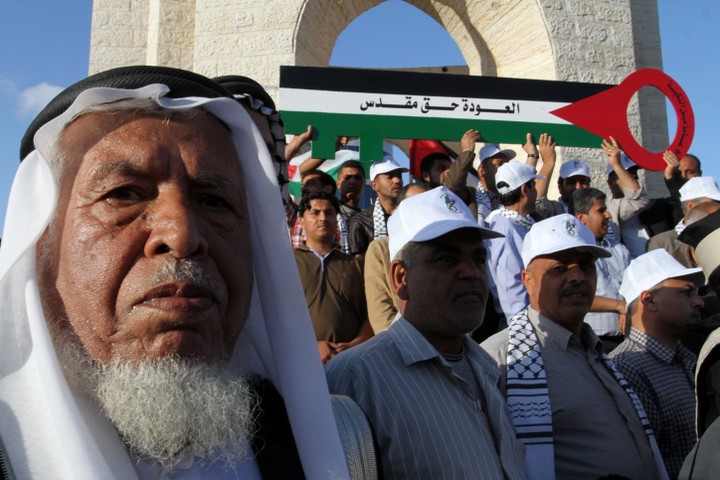 הפגנה למען זכות השיבה בעזה. שיבת הפליטים היה ונשאר הסיפור המכונן הפלסטיני (צילום: עבד אל-רחים ח'טיב / פלאש 90)