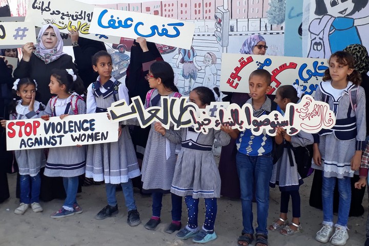 הפגנה נגד אלימות נגד נשים ברפיח, 26 באוקטובר 2019 (אמאני מוהנא, המרכז לתוכניות לנשים ברפיח)