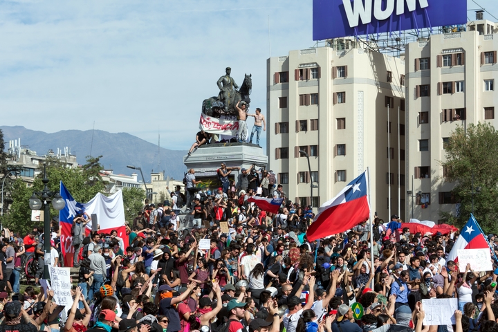 הפגנה בסנטיאגו, בירת צ'ילה, ב-22 באוקטובר 2019 (צילום: Carlos Figueroa)