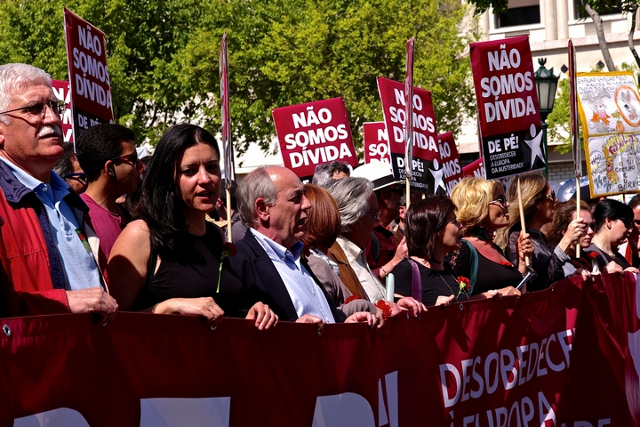 "בלוק השמאל" בהפגנה נגד הצנע בליסבון, ב-2014 (צילום: Pedro Ribeiro Simões)