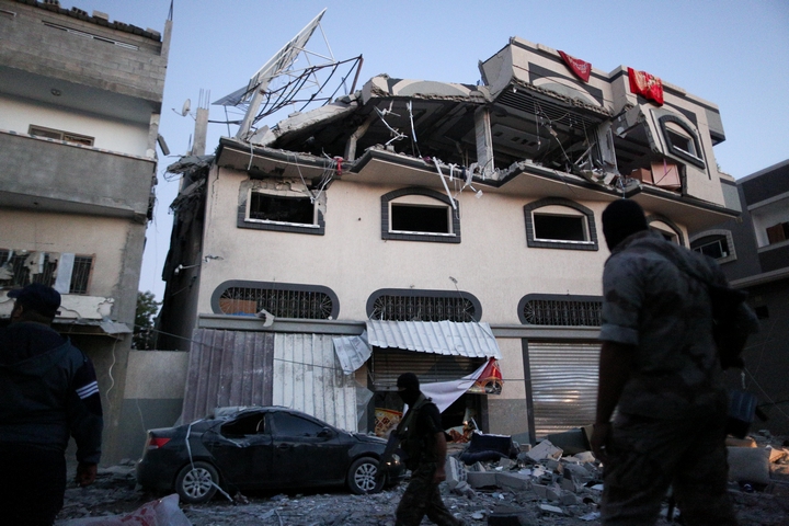 ביתו של מנהיג הג'יהאד האסלאמי הפלסטיני אבו אל-עטא, אחרי שנפגע מתקיפה הישראלית ב-12 בנובמבר 2019 (צילום: ג'די / פלאש90)