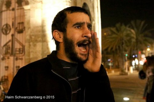 הפגנה ביפו נגד אלימות משטרתית כלפי אזרחים פלסטינים (צילום: חיים שוורצנברג)