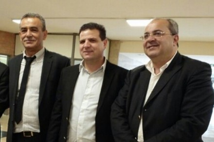 איימן עודה, ג'מאל זחאלקה ואחמד טיבי. הרשימה המשותפת (צילום: יח"צ הרשימה המשותפת)