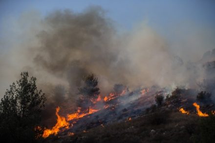 שריפה באזור נטף. צילום: (יונתן סינדל/פלאש90)