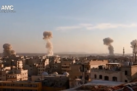 הפצצה של כוחות אסד על חאלב, נובמבר 2016 (צילום מסך AMC)