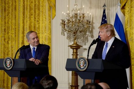 דונלד טראמפ ובנימין נתניהו, מסיבת עיתונאים בבית הלבן (אבי אוחיון, לע"מ)