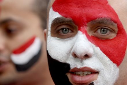 אוהד כדורגל ממצרים בעת משחקי אליפות אפריקה (צילום: ויסאם נסאר, פלאש90)