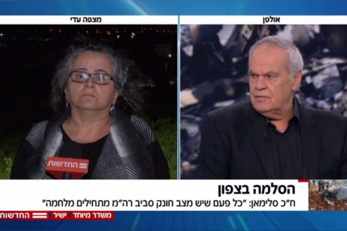 "שבי בשקט" גער העיתונאי רוני דניאל בח"כית הערבייה עאידה תומא סלימאן. (צילום מסך מתוך שידורי "החדשות").
